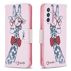 Coque Portefeuille Motif Fantaisie Livre Cuir Etui Clapet B01F pour Samsung Galaxy A54 5G Rose