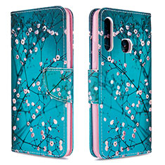 Coque Portefeuille Motif Fantaisie Livre Cuir Etui Clapet B01F pour Samsung Galaxy A70E Cyan