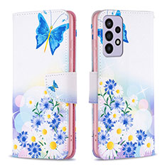 Coque Portefeuille Motif Fantaisie Livre Cuir Etui Clapet B01F pour Samsung Galaxy A73 5G Bleu