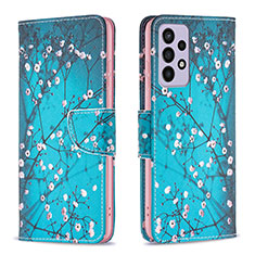 Coque Portefeuille Motif Fantaisie Livre Cuir Etui Clapet B01F pour Samsung Galaxy A73 5G Cyan