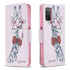 Coque Portefeuille Motif Fantaisie Livre Cuir Etui Clapet B01F pour Samsung Galaxy F02S SM-E025F Rose