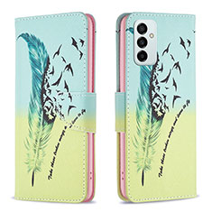 Coque Portefeuille Motif Fantaisie Livre Cuir Etui Clapet B01F pour Samsung Galaxy F23 5G Pastel Vert