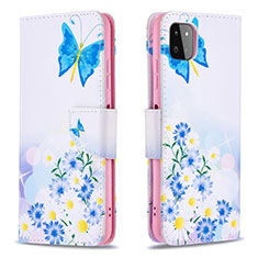 Coque Portefeuille Motif Fantaisie Livre Cuir Etui Clapet B01F pour Samsung Galaxy F42 5G Bleu