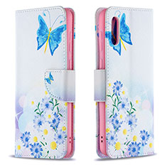 Coque Portefeuille Motif Fantaisie Livre Cuir Etui Clapet B01F pour Samsung Galaxy M02 Bleu