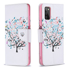 Coque Portefeuille Motif Fantaisie Livre Cuir Etui Clapet B01F pour Samsung Galaxy M02s Blanc