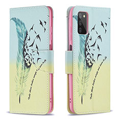 Coque Portefeuille Motif Fantaisie Livre Cuir Etui Clapet B01F pour Samsung Galaxy M02s Pastel Vert