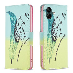 Coque Portefeuille Motif Fantaisie Livre Cuir Etui Clapet B01F pour Samsung Galaxy M04 Pastel Vert