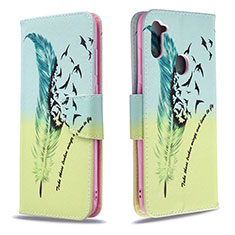 Coque Portefeuille Motif Fantaisie Livre Cuir Etui Clapet B01F pour Samsung Galaxy M11 Pastel Vert