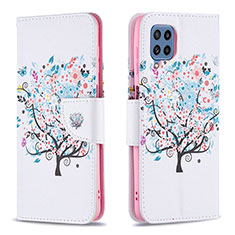 Coque Portefeuille Motif Fantaisie Livre Cuir Etui Clapet B01F pour Samsung Galaxy M32 4G Blanc