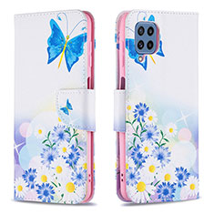 Coque Portefeuille Motif Fantaisie Livre Cuir Etui Clapet B01F pour Samsung Galaxy M32 4G Bleu