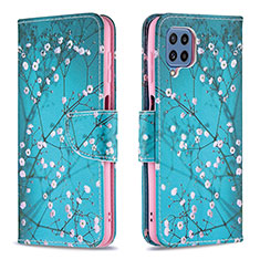 Coque Portefeuille Motif Fantaisie Livre Cuir Etui Clapet B01F pour Samsung Galaxy M32 4G Cyan