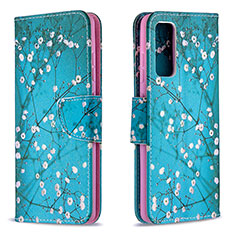 Coque Portefeuille Motif Fantaisie Livre Cuir Etui Clapet B01F pour Samsung Galaxy S20 FE 5G Cyan