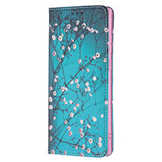 Coque Portefeuille Motif Fantaisie Livre Cuir Etui Clapet B01F pour Samsung Galaxy S21 Ultra 5G Cyan