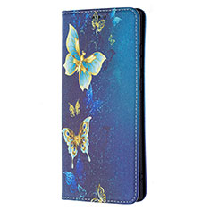 Coque Portefeuille Motif Fantaisie Livre Cuir Etui Clapet B01F pour Samsung Galaxy S22 Ultra 5G Bleu