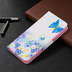 Coque Portefeuille Motif Fantaisie Livre Cuir Etui Clapet B01F pour Samsung Galaxy S23 5G Bleu Ciel