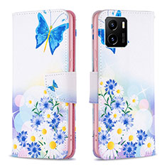 Coque Portefeuille Motif Fantaisie Livre Cuir Etui Clapet B01F pour Vivo iQOO U5x Bleu