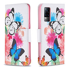 Coque Portefeuille Motif Fantaisie Livre Cuir Etui Clapet B01F pour Vivo V21e 4G Colorful