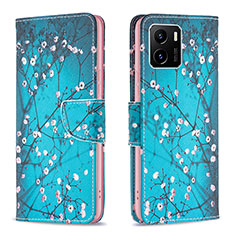 Coque Portefeuille Motif Fantaisie Livre Cuir Etui Clapet B01F pour Vivo Y01 Cyan