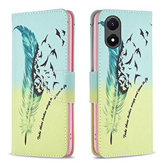 Coque Portefeuille Motif Fantaisie Livre Cuir Etui Clapet B01F pour Vivo Y02S Pastel Vert