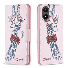 Coque Portefeuille Motif Fantaisie Livre Cuir Etui Clapet B01F pour Vivo Y02S Rose