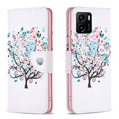 Coque Portefeuille Motif Fantaisie Livre Cuir Etui Clapet B01F pour Vivo Y10 Blanc