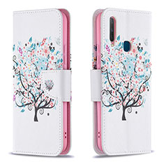 Coque Portefeuille Motif Fantaisie Livre Cuir Etui Clapet B01F pour Vivo Y11 Blanc