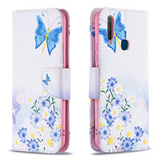 Coque Portefeuille Motif Fantaisie Livre Cuir Etui Clapet B01F pour Vivo Y11 Bleu