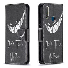 Coque Portefeuille Motif Fantaisie Livre Cuir Etui Clapet B01F pour Vivo Y11 Noir