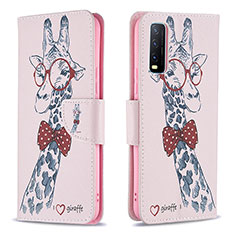 Coque Portefeuille Motif Fantaisie Livre Cuir Etui Clapet B01F pour Vivo Y11s Rose