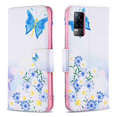 Coque Portefeuille Motif Fantaisie Livre Cuir Etui Clapet B01F pour Vivo Y73 (2021) Bleu