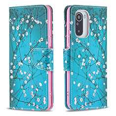 Coque Portefeuille Motif Fantaisie Livre Cuir Etui Clapet B01F pour Xiaomi Mi 11i 5G Cyan