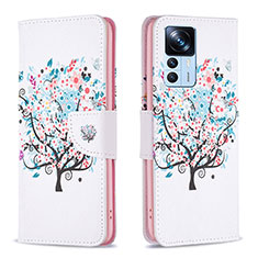 Coque Portefeuille Motif Fantaisie Livre Cuir Etui Clapet B01F pour Xiaomi Mi 12T 5G Blanc