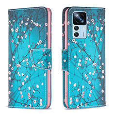 Coque Portefeuille Motif Fantaisie Livre Cuir Etui Clapet B01F pour Xiaomi Mi 12T 5G Cyan