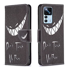 Coque Portefeuille Motif Fantaisie Livre Cuir Etui Clapet B01F pour Xiaomi Mi 12T 5G Noir