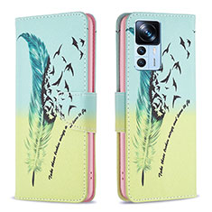 Coque Portefeuille Motif Fantaisie Livre Cuir Etui Clapet B01F pour Xiaomi Mi 12T 5G Pastel Vert