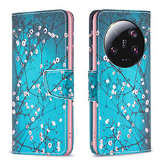 Coque Portefeuille Motif Fantaisie Livre Cuir Etui Clapet B01F pour Xiaomi Mi 13 Ultra 5G Cyan