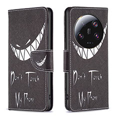 Coque Portefeuille Motif Fantaisie Livre Cuir Etui Clapet B01F pour Xiaomi Mi 13 Ultra 5G Noir