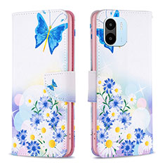 Coque Portefeuille Motif Fantaisie Livre Cuir Etui Clapet B01F pour Xiaomi Poco C50 Bleu