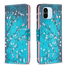 Coque Portefeuille Motif Fantaisie Livre Cuir Etui Clapet B01F pour Xiaomi Poco C50 Cyan