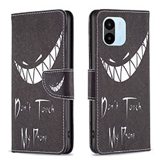 Coque Portefeuille Motif Fantaisie Livre Cuir Etui Clapet B01F pour Xiaomi Poco C50 Noir