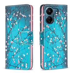 Coque Portefeuille Motif Fantaisie Livre Cuir Etui Clapet B01F pour Xiaomi Poco C65 Cyan