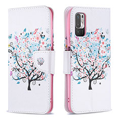 Coque Portefeuille Motif Fantaisie Livre Cuir Etui Clapet B01F pour Xiaomi POCO M3 Pro 5G Blanc