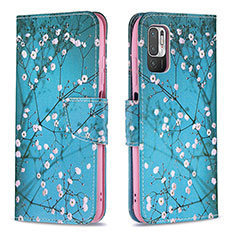 Coque Portefeuille Motif Fantaisie Livre Cuir Etui Clapet B01F pour Xiaomi POCO M3 Pro 5G Cyan