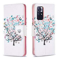 Coque Portefeuille Motif Fantaisie Livre Cuir Etui Clapet B01F pour Xiaomi Poco M4 Pro 5G Blanc