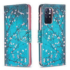 Coque Portefeuille Motif Fantaisie Livre Cuir Etui Clapet B01F pour Xiaomi Poco M4 Pro 5G Cyan