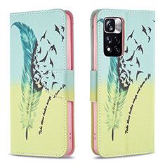 Coque Portefeuille Motif Fantaisie Livre Cuir Etui Clapet B01F pour Xiaomi Poco X4 NFC Pastel Vert