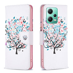 Coque Portefeuille Motif Fantaisie Livre Cuir Etui Clapet B01F pour Xiaomi Poco X5 5G Blanc