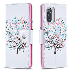 Coque Portefeuille Motif Fantaisie Livre Cuir Etui Clapet B01F pour Xiaomi Redmi K40 5G Blanc