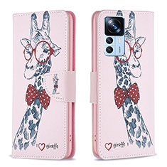 Coque Portefeuille Motif Fantaisie Livre Cuir Etui Clapet B01F pour Xiaomi Redmi K50 Ultra 5G Rose