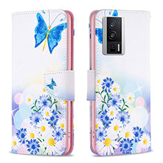 Coque Portefeuille Motif Fantaisie Livre Cuir Etui Clapet B01F pour Xiaomi Redmi K60 5G Bleu